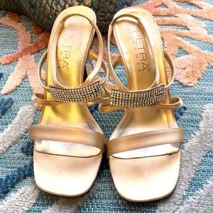 Petra Firenze Rhinestone Satin Heels size 6M Sling Back Evening Party